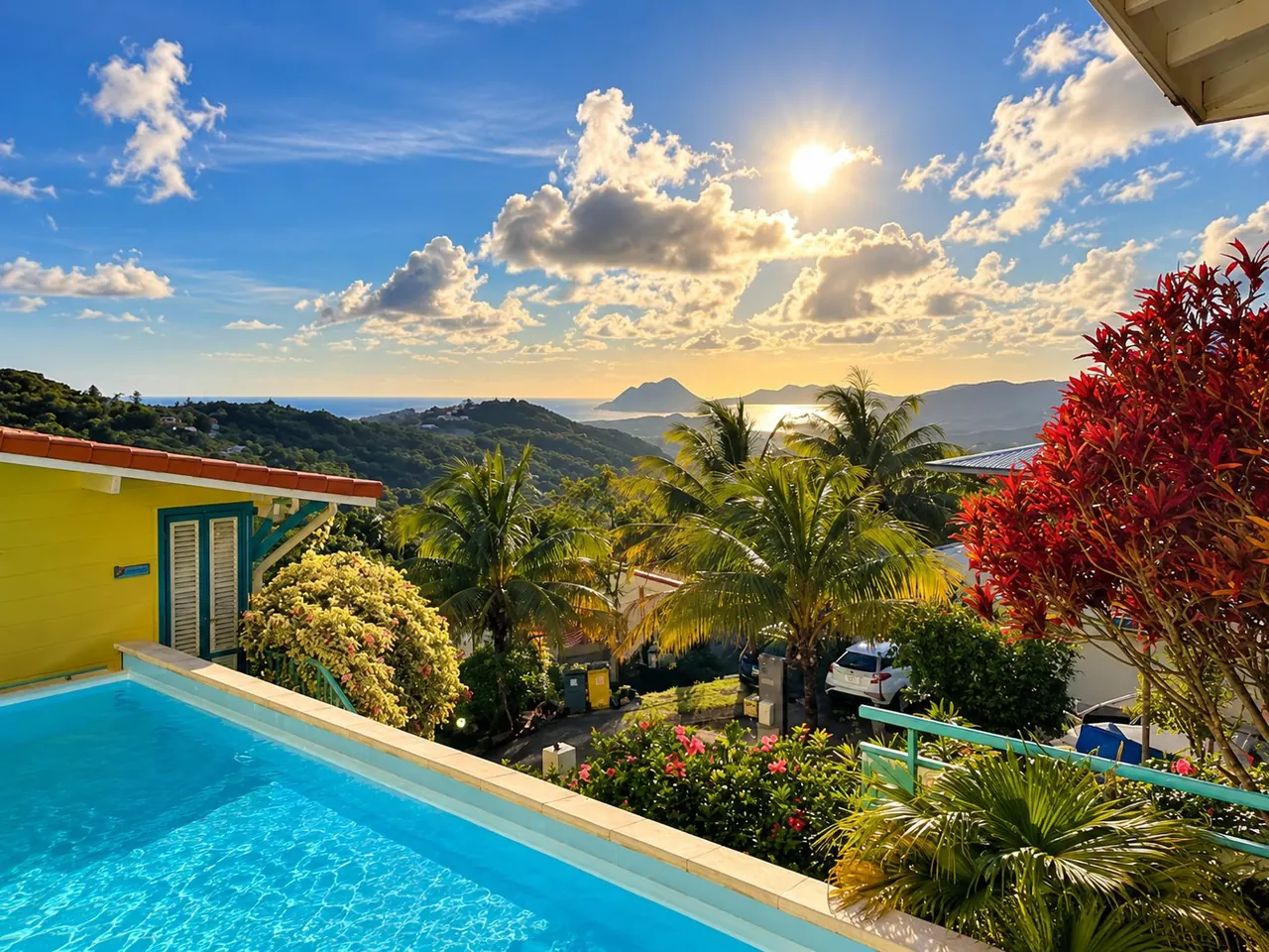 La résidence et sa piscine avec vue mer